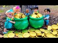 Saint Patrick's Day ! Elsa & Anna toddlers - gold coins - Barbie - crafts