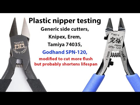 Side cutter nipper testing: Tamiya 74035, Godhand SPN-120 modified, Erem, & generic