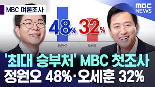 [오늘 이 뉴스] '최대 승부처' MBC 첫조사..정원오 48% · 오세훈 32% (2026.04.30/MBC뉴스)