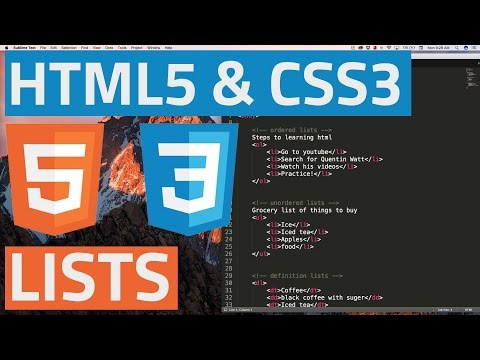 HTML5 and CSS3 beginner tutorial 6 - Lists