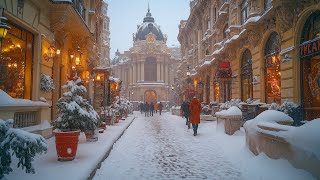 Bucharest, Romania - Chilly Winter Walking Tour in 4K