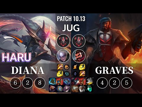 HLE Haru Diana vs Graves Jungle - KR Patch 10.13