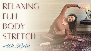 ASMR STRETCH // Relaxing FULL BODY Stretch with Rain Ambiance (Bed Friendly)