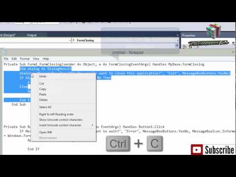 VB.NET Tutorial 2 For Beginners- Exit Button and X Button asking if the User Wants To Exit!