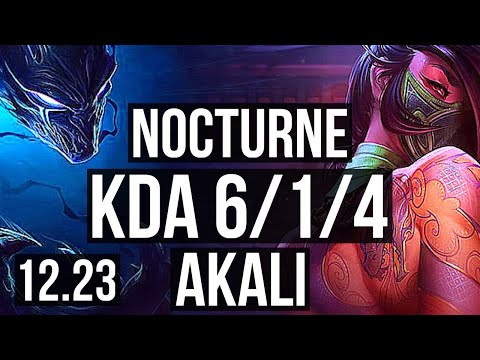 NOCTURNE vs AKALI (TOP) | 6/1/4, 700+ games, 1.3M mastery | KR Master | 12.23