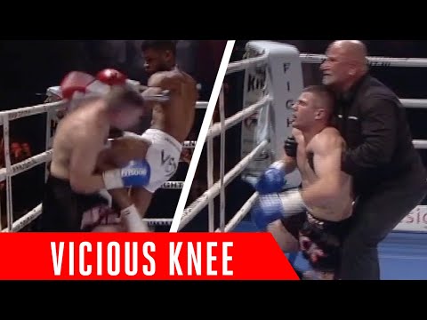 This body-shot was so vicious the ref had to carry him out 🤢 Andy Ristie vs. Nick Belijaards