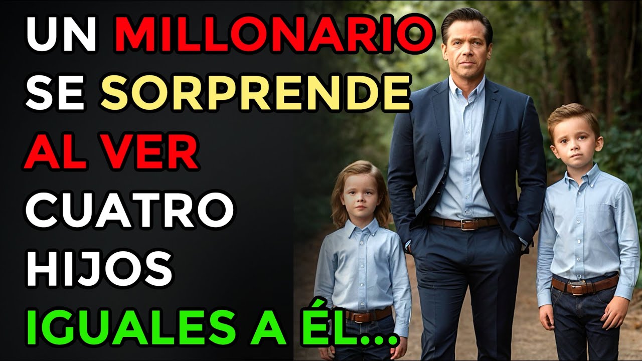 UN MILLONARIO SE SORPRENDE AL VER CUATRO HIJOS IGUALES A ÉL...