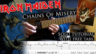 Iron Maiden - Chains Of Misery Dave Murray&#39;s solo lesson (with tablatures and backing tracks)