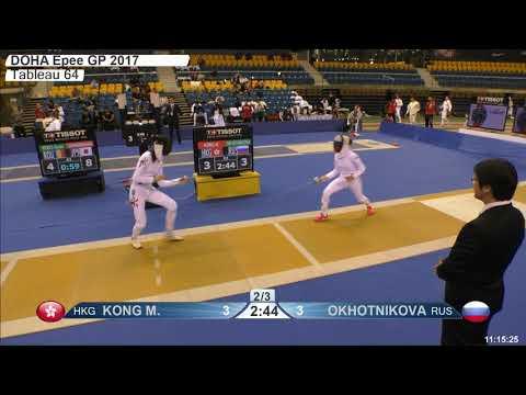 2018 79 F E Individual Doha QAT GP T64 08 yellow OKHOTNIKOVA RUS vs KONG HKG