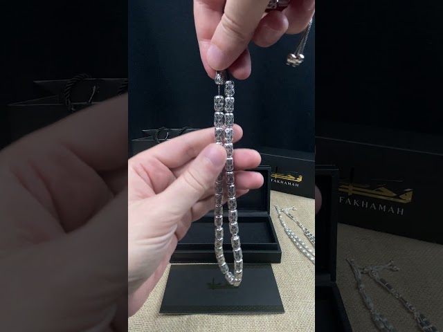 سبحة فضة اسطواني عيار 925 بوزن 37جرام