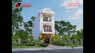 Thiết kế nhà phố 3 tầng tân cổ điển 6 phòng ngủ 100m2
