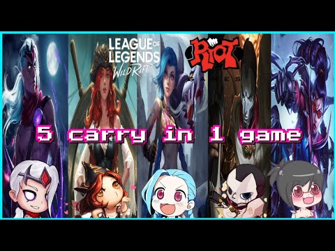 JINX VARUS JHIN MISS FORTUNE & VAYNE 5 AD CARRY IN 1 GAME PVP - WILD RIFT