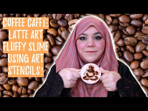 Coffee Caffè Latte Art Fluffy Slime using ART STENCILS!