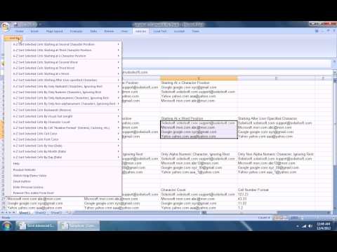 Excel Advanced Sort By Characters, Position, Length, Color, Dates Software