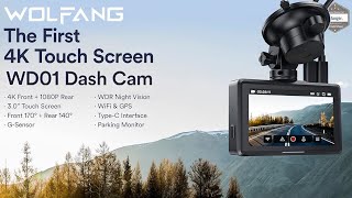 WOLFANG Dashcam WD01 – 4K/1080P Front- und Heckkamera mit GPS und WLAN – LuckyCam App
