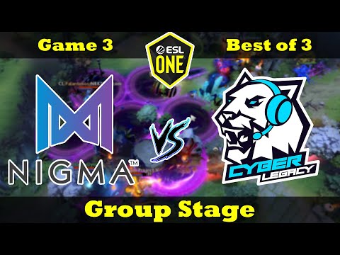 Nigma vs Cyber Legacy | Group Stage | ESL One Los Angeles 2020 Online: Europe & CIS | (Game 3)