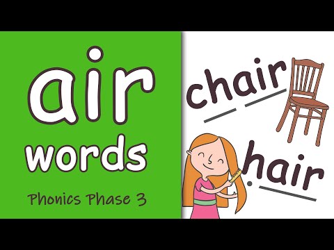 Part of a video titled air Words | Phase 3 Phonics - YouTube