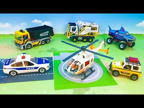 Самосвал  Бульдозер Пикап Грузовик и много машинок - видео распаковка.
