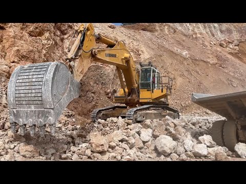 Liebherr 974 Excavator Loading Caterpillar 775 Dumper - Sotiriadis / Labrianidis Quarry Works