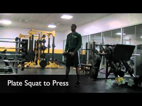 Plate Squat to Press - Fitchburg State Exercise Demonstration