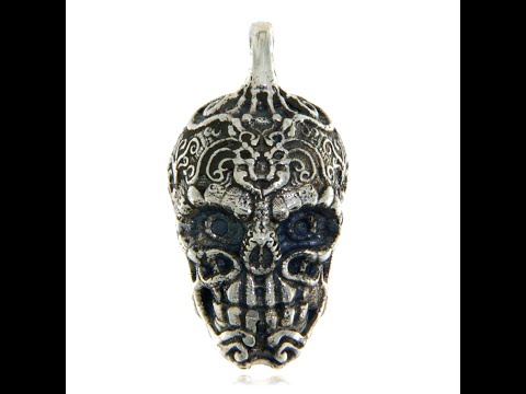 Pandantiv Argint 925 Oxidat Mexican Skull – Simbol al Vietii si Reinnoirii