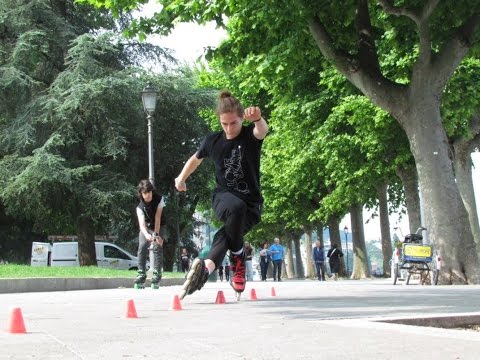 Awesome freestyle slalom skating in Lecco, Italy