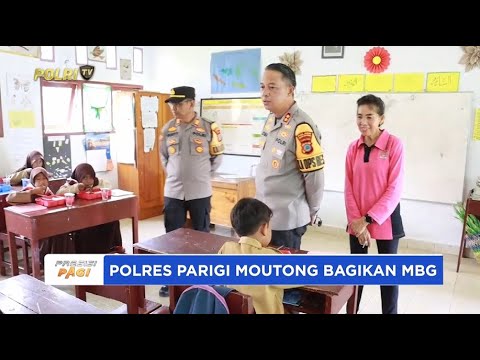 POLRES MOUTONG BAGIKAN MAKAN BERGIZI GRATIS SISWA SDN INTI PANGI