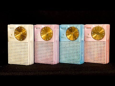 Regency TR-1 first transistor radio 1954 pearlescent PINK! 1955 - collectornet.net