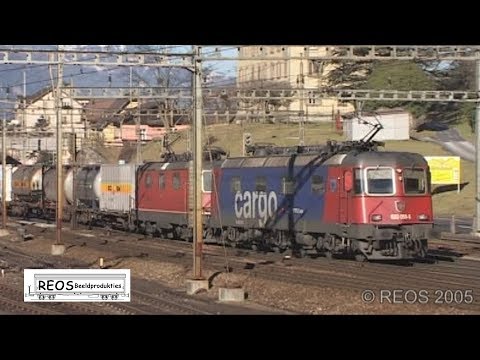2005-01 [SDw] 1/5 Bahnhof Erstfeld in Winter, classic Gotthard, Re 10/10, Br 185, Cisalpino