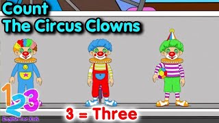 Download lagu Belajar Bahasa Inggris Menghitung Badut Sirkus Diva | 123 English For Kids | Kartun Anak Channel mp3