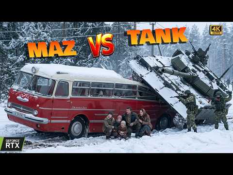 Müharibənin Ortasında Qalan Neve və Baba | Retro MAZ ilə Tankdan Qaçış! | Bölüm 20 | BeamNg Driver