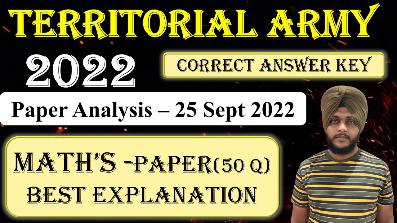 Watch video Territorial Army Exam Anaysis 2022| TA Maths Solved Paper | TA answer key & Analysis Now Territorial Army Exam Anaysis 2022| TA Maths Solved Paper | TA answer key & Analysis