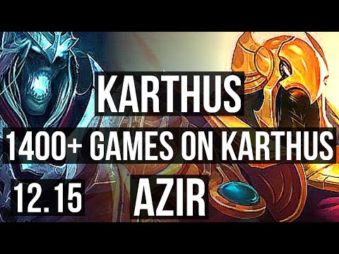 KARTHUS vs AZIR (MID) | 1400+ games, 11/2/9, 1.1M mastery, Godlike | KR Master | 12.15