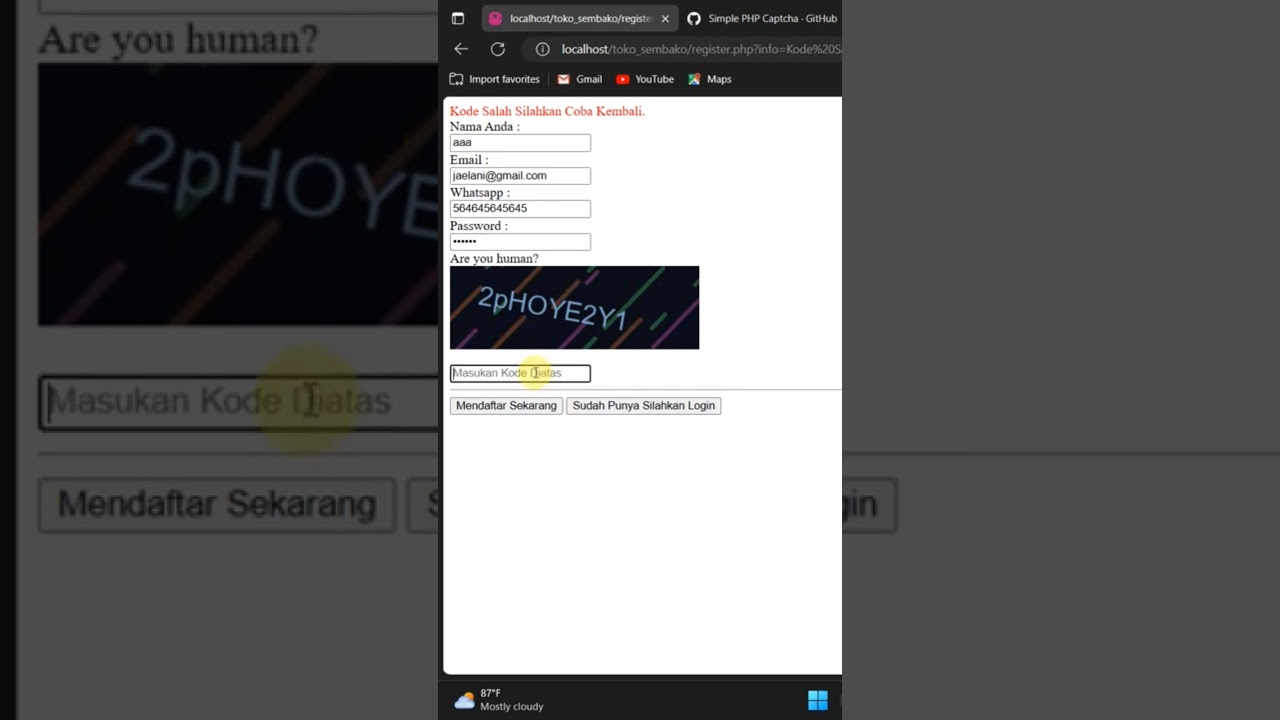 Captcha Dengan PHP. #pemrograman #php #captcha