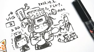 筆ペンで遊ぶ日だよ/brush pen drawing stream/2023.12.2