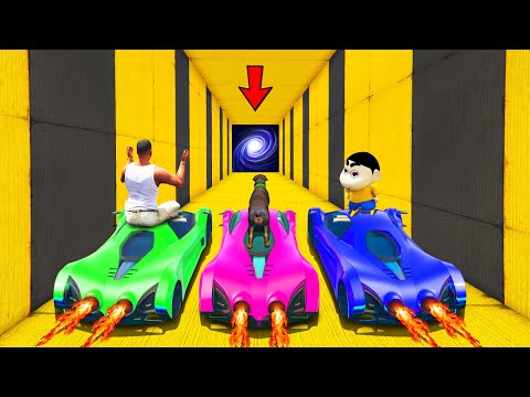 SHINCHAN AND FRANKLIN WENT INTO THE LONGEST BLACK HOLE TUNNEL PARKOUR CHALLENGE GTA 5