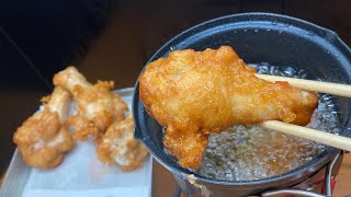 手羽元フライドチキンを揚げて割と濃いめすだちハイボールをキメるだけの動画