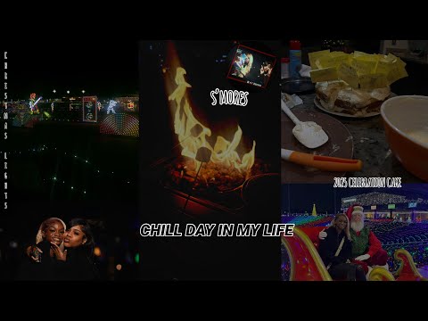 chill day in my life l christmas lights , s’mores , 2025 celebration cake , hangout with friends