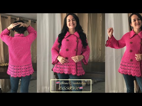 , title : '🧥CÁRDIGAN TEJIDO A CROCHET BLAZER. CHAQUETA. SUÉTER.JERSEY en EXPLICACIÓN detallada, punto alpino😍'