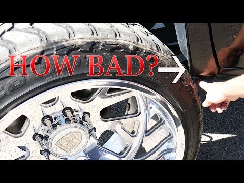 WIDEST YOU WANT TO GO ON A LEVELED 2ND GEN CUMMINS BEFORE SACRIFICING TURNING RADIUS! WATCH TILL END