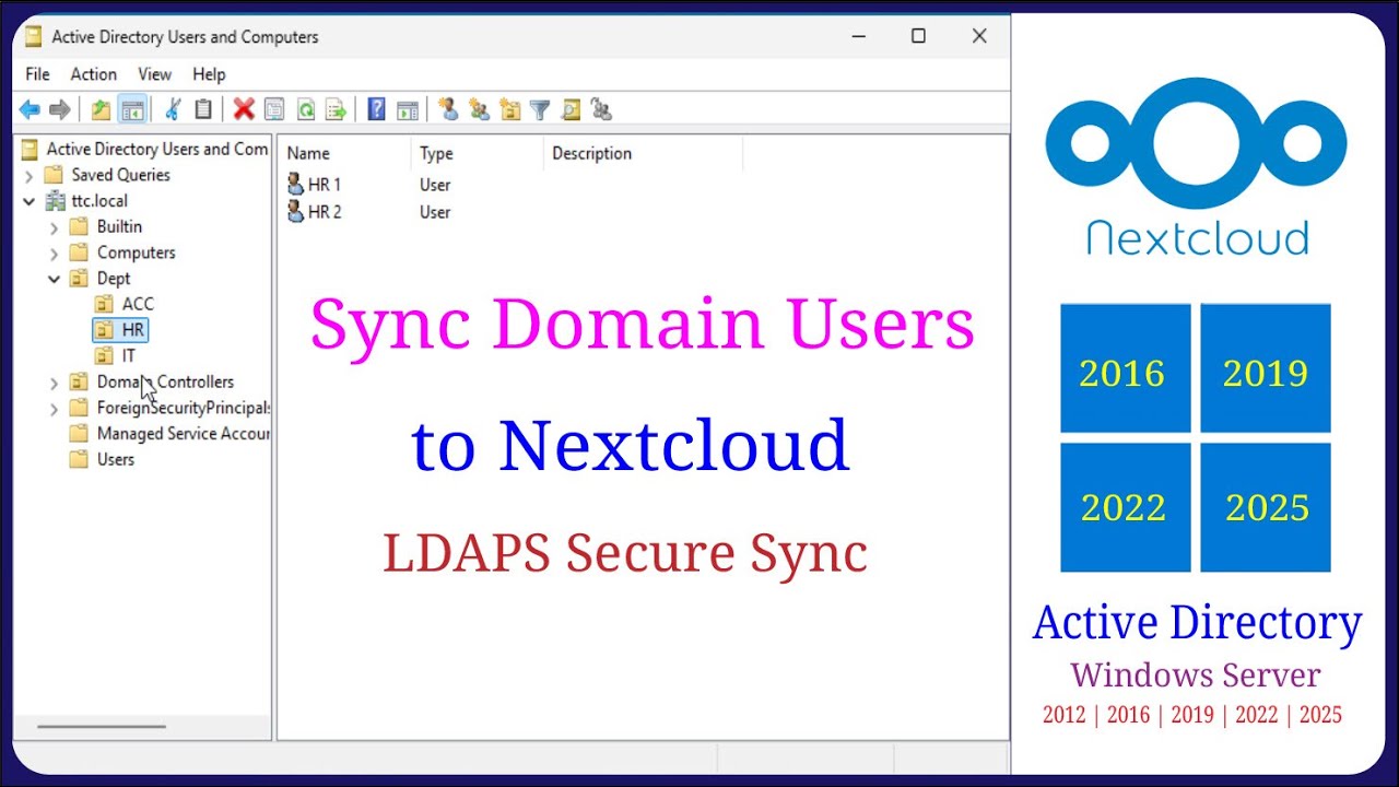 Sync Active Directory Users to NextCloud via LDAPS – Step-by-Step Tutorial