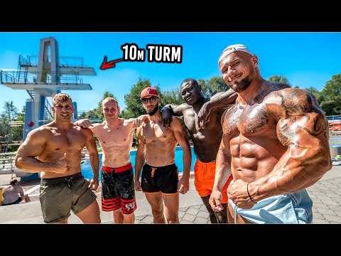 We go diving but John can't swim