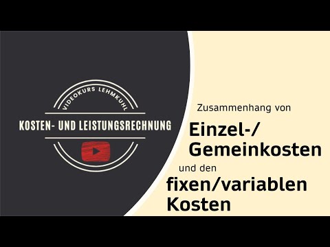 Exkurs KLR - Der Zusammenhang von Einzel- und Gemeinkosten sowie fixen und variablen Kosten