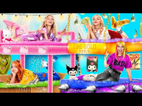 Kami Membangun Tempat Tidur Susun! Ruang Rahasia Mewah vs Sederhana!