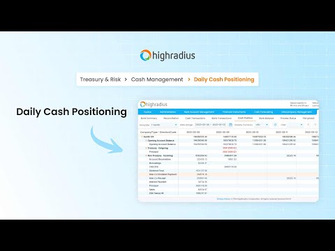 Centralize Your Corporate Cash Flow | HighRadius Cash Positioning & Visibility