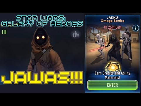 Star Wars Galaxy of Heroes Jakku Omega Battles using Jawas | Star Wars Galaxy of Heroes