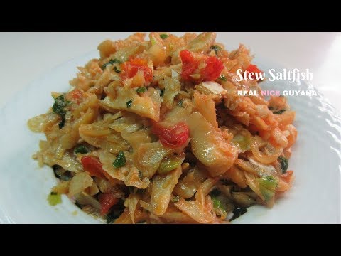 Stew saltfish step by step Recipe Video l Real Nice Guyana.