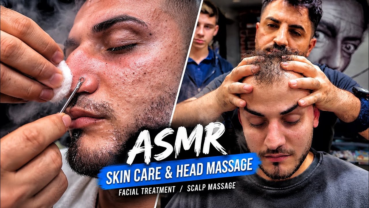 ASMR Steam Facial, Hair Wash & Head Massage | A Relaxing Barber Treatment | Barber Numan