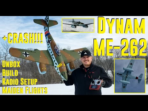 Dynam - Messerschmitt ME-262 - Unbox, Build, Radio Setup, Maiden, & CRASH!?!?