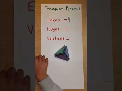 Number of faces, edges and vertices in a triangular pyramid (3D Shape)  - Easy Math